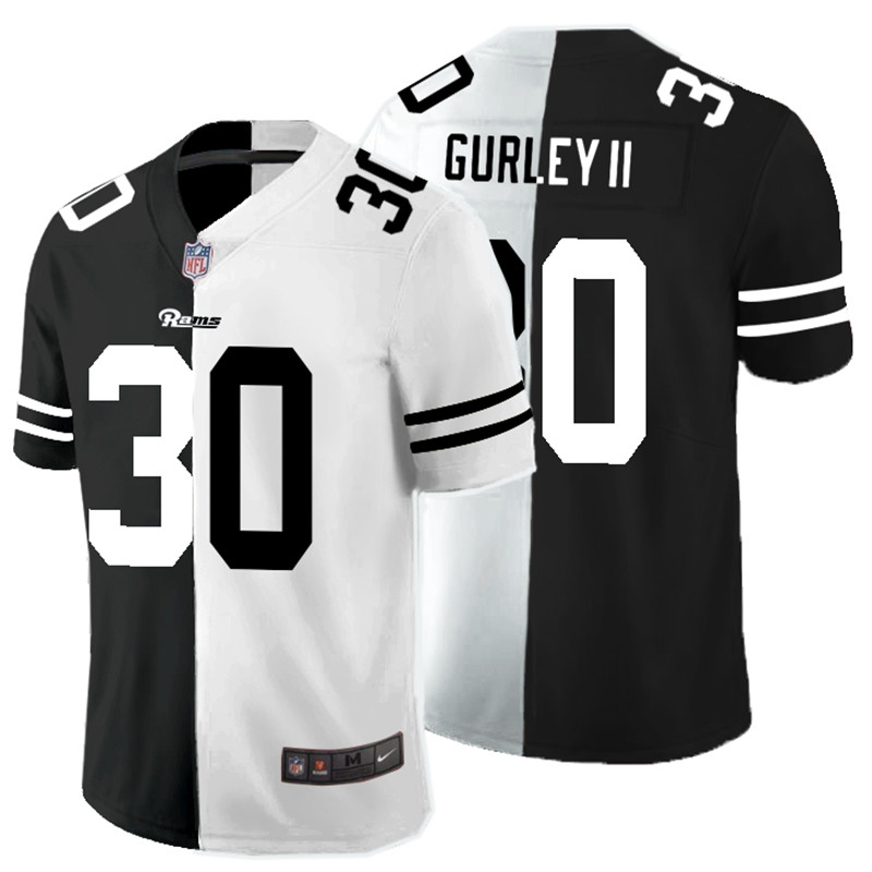 Men's Los Angeles Rams Black & White Split #30 Todd Gurley II Limited Stitched Jersey